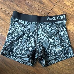 Nike Pro Black and Gray Snake Print Shorts